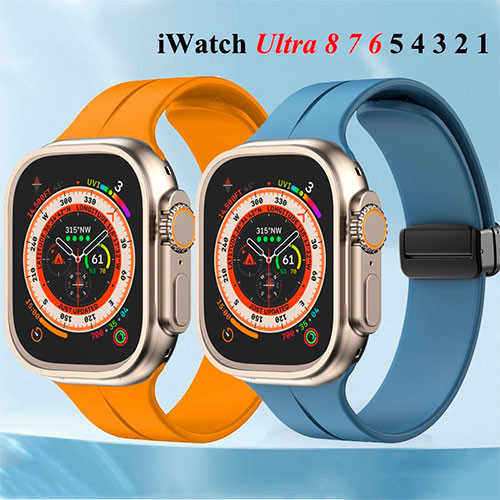 Силиконовый ремешок Apple Watch 42 мм 44 мм 45 мм 49 мм Черный | MobileTm