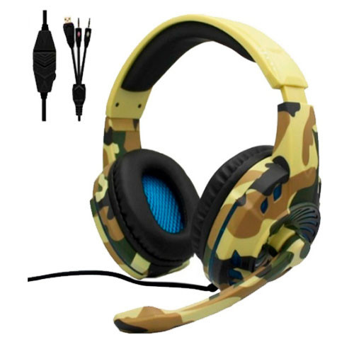 Качественные игровые наушники KOMS G305 с подсветкой и камуфляжем микрофона | MobileTm