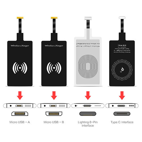 Приемник беспроводной зарядки Qi для iPhone Универсальное быстрое зарядное устройство с разъемом (Micro-Type-C-Lightning) | MobileTm