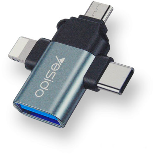 Адаптер OTG 3.0 (iPh+Micro+Type-C+MicroSD) черный | MobileTm