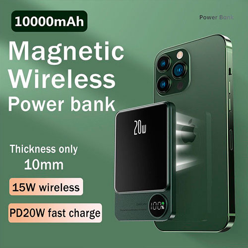 Power Bank 10000 мАч Беспроводное зарядное устройство Magnetic | MobileTm