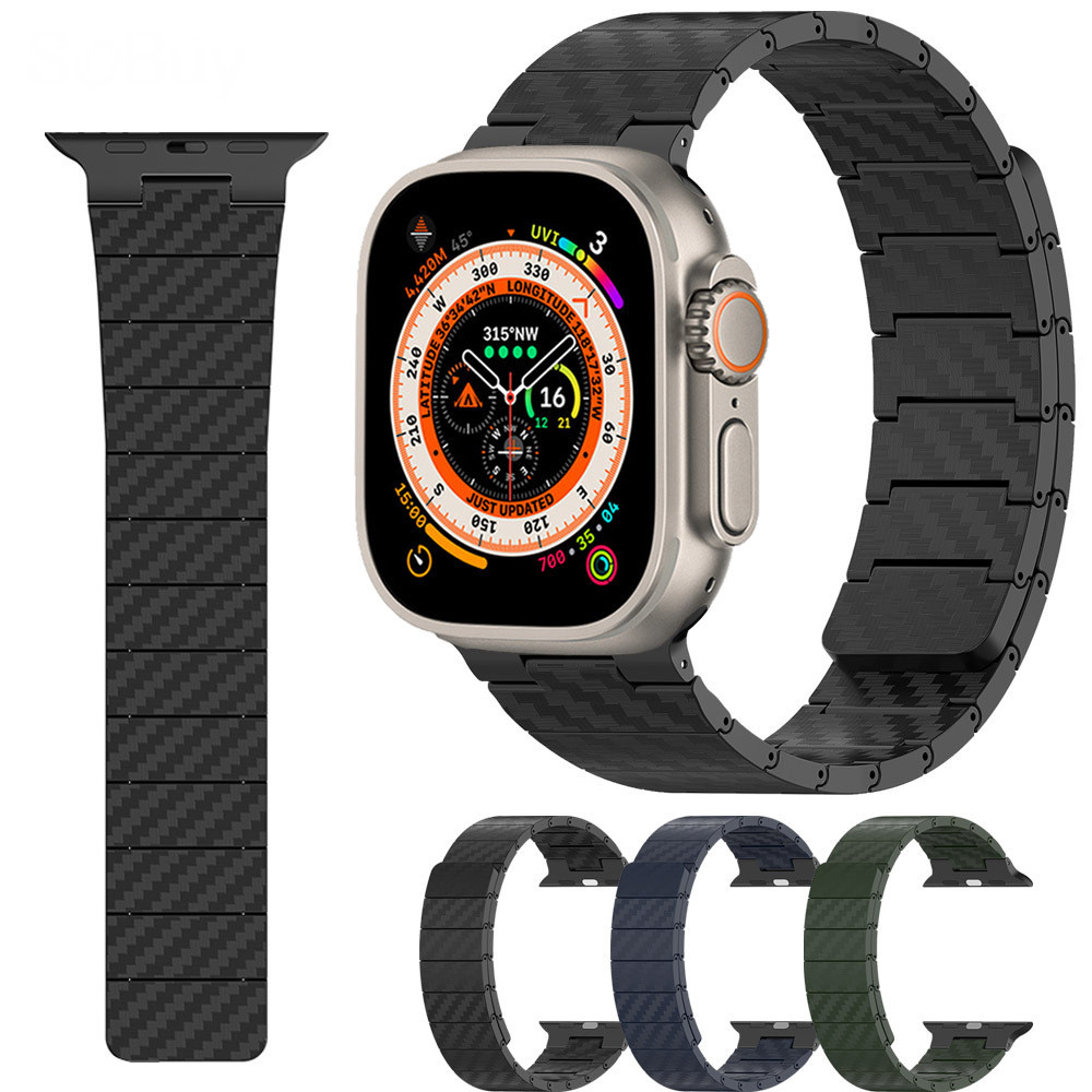 Ремешок для Apple Watch 44mm/45mm/49mm Магнитная из углеродного волокна | MK01339
