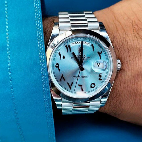 Часы ROLEX Day-date Ice Blue с арабским циферблатом | MK01186