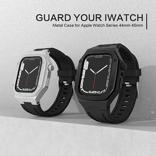 Для Apple Watch 7 металлический корпус + силиконовый ремешок часов 7 45 мм сменный чехол для | MK00797