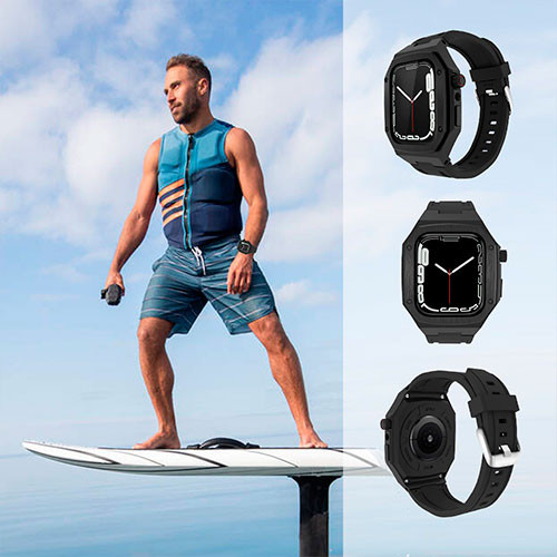 Для Apple Watch 7 металлический корпус + силиконовый ремешок часов 7 45 мм сменный чехол для | MK00797