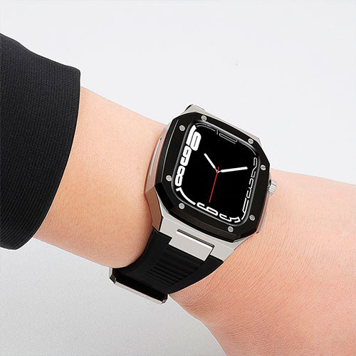 Для Apple Watch 7 металлический корпус + силиконовый ремешок часов 7 45 мм сменный чехол для | MK00797