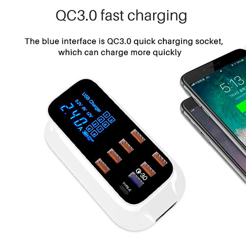 Зарядное устройство Fast Charging 3.0 Smart USB Type C Светодиодный дисплей | MK00211