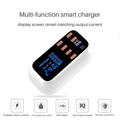 Зарядное устройство Fast Charging 3.0 Smart USB Type C Светодиодный дисплей | MK00211