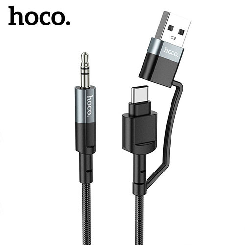 Кабель Hoco Type-C+USB 2-в-1 Цифровой аудиокабель-переходник Металлический серый | MK01309