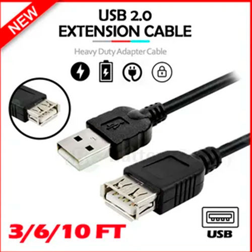Черный USB-КАБЕЛЬ MALE TO FEMALE, для компьютера, размер кабеля: 1,2 метра | MK00638