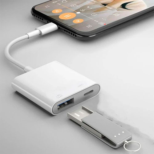 Переходник OTG Lightning (Male, male) - USB 2.0  + Lightning  для iPhone, iPad, iPod | MK01099