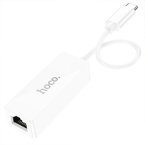 Адаптер-переходник Hoco UA22 (Type-C to ethernet adapter 100 Mbps) белый | MK01310