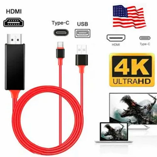 Адаптер для кабеля 4K 1080P HDMI-совместимый с Type C для телефона на ТВ, USB C видео конвертер для MacBook для Samsung Tab 8 / S8 /S8+ / Note 8 | MK00225