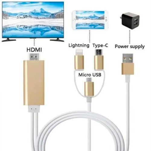 Адаптер MHL 3 в 1 USB Type C + Micro USB + Lightning на HDMI с поддержкой разрешения HD | MK02985