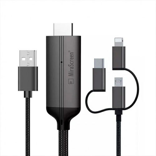 Адаптер MHL 3 в 1 USB Type C + Micro USB + Lightning на HDMI с поддержкой разрешения HD | MK02985