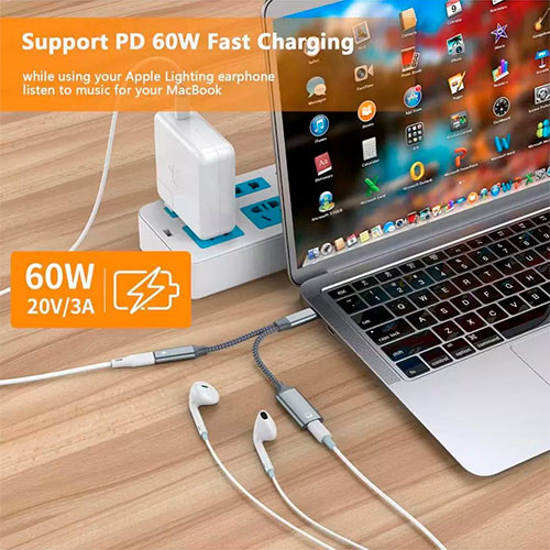 Разветвитель USB-C, наушники, 60W/ Цв.:TA2H-R2L60 | MK02990