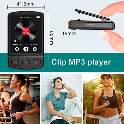 MP3-плеер с портативным зажимом Walkman HiFi Sound, совместимый с Bluetooth 5.0, 1,8-дюймовый экран, FM-радио, электронная книга | MK03055