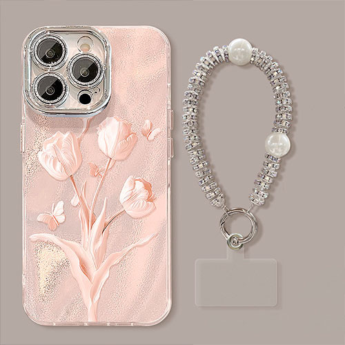 Чехол для iPhone 15 Pro / 16 Pro /16 Pro Max Кремово-Розовый тюльпан | MK03056