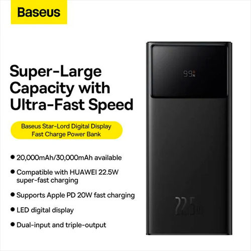 Baseus Цифровой дисплей Быстрая зарядка Power Bank 20000mAh 22.5W | MK03077