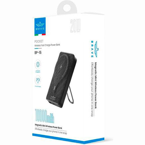 Power Bank BRAVE BP-16 Magnetic Mini Wireless Fast Charge 20W (10,000mAh) | MK03102