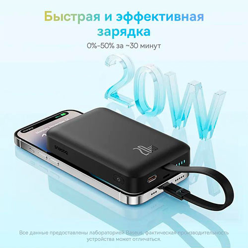 BASEUS Magnetic Mini&Cable, Wireless Fast 30W GaN (10,000mAh) | MK03114