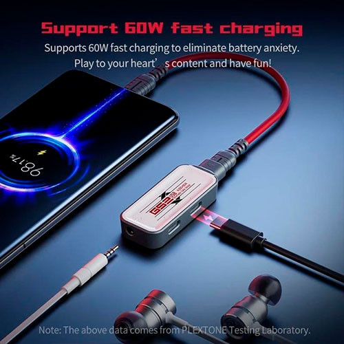 Мобильная игровая звуковая карта Plextone GS2 3 в 1 usb Typec-C Hi-Res разъем с адаптером зарядного устройства | MK03440