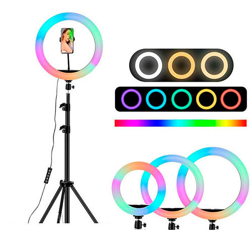 Кольцевая лампа со штативом на телефон 36 см RGB | MK03451