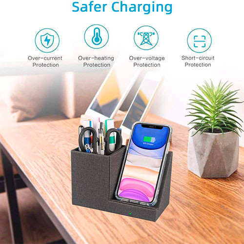 Офисный Настольный Органайзер для мобильного телефона беспроводное быстрое зарядное устройство Подставка для телефона Органайзер держатель ручки | MK03592