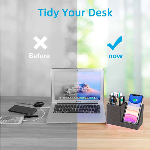 Офисный Настольный Органайзер для мобильного телефона беспроводное быстрое зарядное устройство Подставка для телефона Органайзер держатель ручки | MK03592