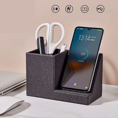 Офисный Настольный Органайзер для мобильного телефона беспроводное быстрое зарядное устройство Подставка для телефона Органайзер держатель ручки | MK03592