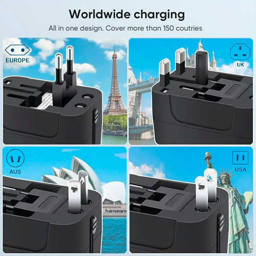 Универсальный адаптер (100-240В, 1 USB, Type-C, белый) | MK03673