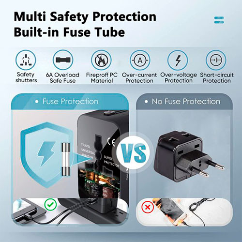 Универсальный адаптер (100-240В, 1 USB, Type-C, белый) | MK03673