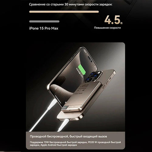 Ультратонкий магнитный пауэрбанк 10000mAh Быстрая зарядка | MK03825