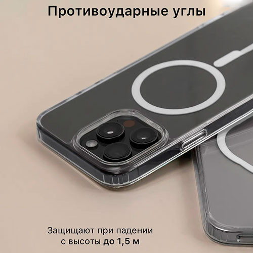 Чехол на iPhone 15 Pro Max MagSafe прозрачный с магнитом | MK03960