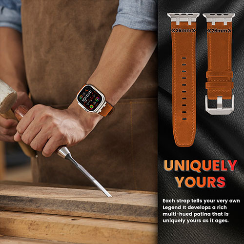 Ремешок для Apple Watch 42mm 44mm 45mm 46mm 49mm кожаный | MK04153